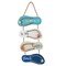 Juvale Wooden Flip Flop Beach Decor Sign - 8.7 x 20.9 in, Blue/White/Beige Coastal Wood - Nautical Decor with Seashells & Rope Hanger - Indoor/Outdoor Wall Accent for Bathroom, Bedroom & Living Room